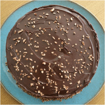 Stevie chocolate salted caramel bespoke cake aerial view